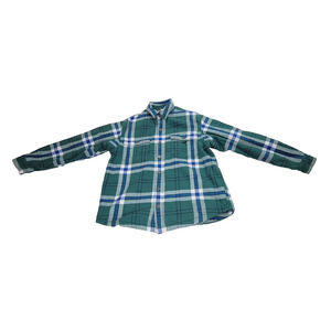 Duluth Flannel Shirt Shacket Mens Size Large Green 100% Cotton Long Sleeve Plaid